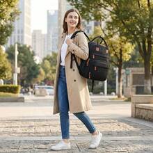 Ba lô đựng tã cho bé unisex, phù hợp cho cả bố và mẹ, có tấm lót tã, 16 ngăn, túi đựng núm vú giả, túi đựng tã dung tích lớn tiện dụng khi đi du lịch. - màu đen - Xem 5