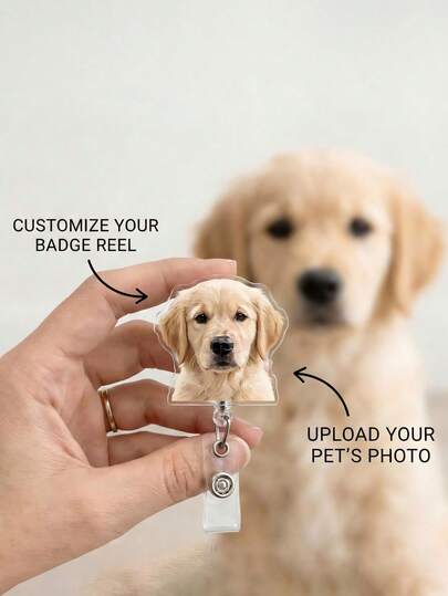 Crachá de identificação personalizado para animais de estimação, porta-crachá personalizado com retrato de cachorro, crachá retrátil para enfermeira, crachá de acrílico com foto de gato, presente de Dia dos Namorados, porta-crachá personalizado, porta-crachá com foto, presente para crachá de identificação feminino, porta-crachá retrátil personalizado com sua foto, adequado para funcionários de escritório, médicos, enfermeiros, professores e estudantes.