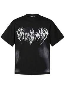 Tiny Spark Áo thun đen phong cách đường phố, họa tiết đồ họa đậm chất heavy metal. - màu đen - Xem 2