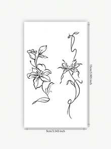 1pc 7-14 Days Lasting Herbal Temporary Tattoo Sticker, Minimalist Abstract Mysterious Hand & Wrist Floral Design, Waterproof Temporary Tattoo Sticker Suitable For Fashionable People - Black - View 2