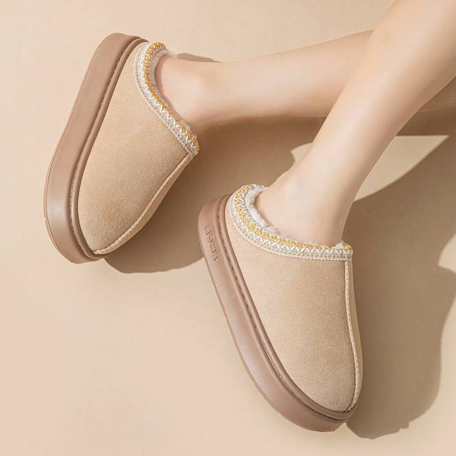OBOVAY Pantuflas unisex de unicolor con parches, suela gruesa y ligera, pantuflas casuales adecuadas para uso interior y exterior - Caqui - Ver 1