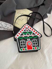 2026 New Christmas House Design Women Shoulder Crossbody Bag - Black - View 8