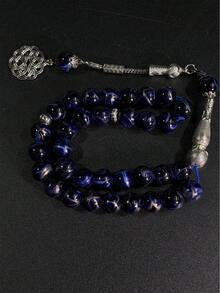 1串穆斯林蓝色玻璃简约优雅念珠，简单耐用的祈祷配件 - 彩色 - 查看 1