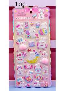 可爱3D泡泡贴纸套装，泰迪熊和熊猫立体贴纸，适用于水瓶和笔记本电脑 - 彩色 - 查看 8