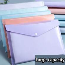 5pcs A4 File Folders, Waterproof Large Capacity Document Storage Bags, Transparent Plastic Snap Closure, Student Test Paper & Stationery Storage Bags, Contract Holder Business Office Supplies - Multicolor - View 4