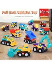 3/6/12pcs Set Cartoon Stickers Mini Construction Vehicles - Plastic Trucks & Cars, Friendly Expressions, Easy To Disassemble - Ideal For Birthday, Christmas, Holiday Gifts, Classroom Rewards, Fun Design, Exquisite Craftsmanship [Random Colors & Styles] - Multicolor - View 3