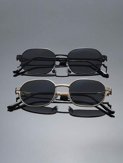 2pcs Men Multicolor Copper Rimless Geometric Fashion Glasses Combination For Daily Life Musical Festival Tropical Beach Vacay Appointment Outfits Fashion Accessories