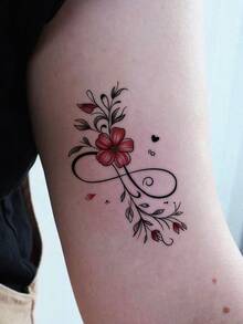 1pc Temporary Tattoo Sticker 7-14 Days Herbal Long-Lasting Tattoo Sticker, Minimalist Style Hand Abstract Mysterious Pattern Arm Hidden Lily Tattoo Sticker Personalized Cool Herbal Tattoo Sticker, Washable Temporary Tattoo Sticker PVC Personalized Fashion Tattoo Sticker Suitable For People - Multicolor - View 4