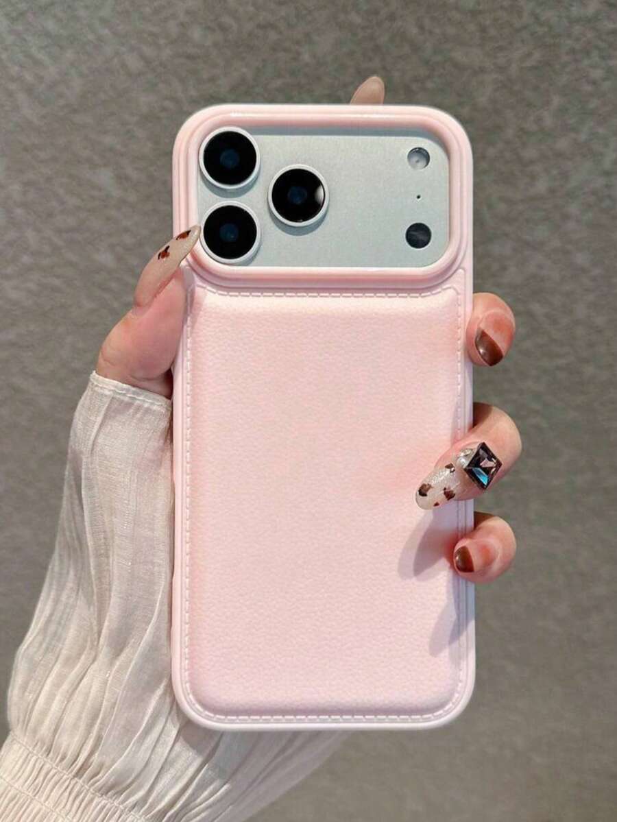 Ốp điện thoại màu cam tối giản, chất liệu giả da, tương thích với iPhone 17 Pro Max/17 Pro/17 Air/17/16/16 Pro Max/16 Plus/16 Pro/16E/15/15 Pro Max/15 Pro/15 Plus/11/12/13/14 Pro Max/12 Pro/12 Pro Max/13 Pro/13 Pro Max/14 Pro/14 Pro Max, ốp mềm chống sốc. - Hồng - Kết cấu da giả mới - Xem 1