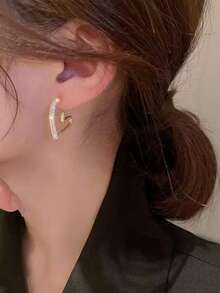 1 buah Anting-anting Bentuk Hati Asimetris Mungil, Perhiasan Berlian Imitasi, Gaya Elegan Vintage untuk Kencan Malam, Musim Panas, Perhiasan - MultiWarna - View 4