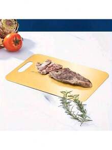 1 chiếc thớt tròn hai mặt bằng thép không gỉ chất lượng cao, thớt thái bằng thép không gỉ - dày dặn, chống nấm mốc, dễ vệ sinh, thích hợp cho nhà bếp, phòng ăn, dùng để thái thịt, trái cây và rau củ, đa chức năng và thiết thực, thiết kế tối giản. - Vàng - Xem 7