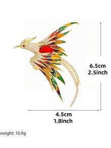 1枚女士闪亮水晶凤凰胸针，闪亮水晶鸟类动物胸针别针，适合搭配帽子、围巾、披肩、毛衣、开衫 - 彩色 - 查看 9