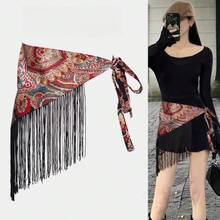 Elegant Triangular Scarf With Wide Waistband For Women, Fashionable  With Rose Print And Tassel Decoration - 暗金三角巾寬腰封 - 查看 10