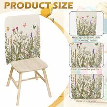 1pc/4pcs Floral Butterfly Chair Back Cover Protector, Spring New Polyester Washable Chair Slipcover For Home, Dining Room, Living Room, Kitchen Decor - Multicolor - View 4