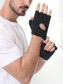 1 Pair Black Half Finger Fitness Gloves, Breathable Thin Design, Palms Protection, Anti-Slip Anti-Callus, Suitable For Yoga, Cycling, Workout,Travel,Festival,Party,Camping - Multicolor - View 4