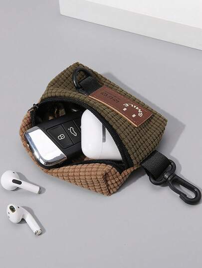 1Pc Cost-Effective Retro Color Block Portable Storage Bag Durable Fabric Lightweight Portable Dust-Proof Water-Proof Daily Casual Shopping Travel Multi-Functional Mini Lipstick Earphone Coin Purse For Festival Gift Practical Item, Hair, Beach, For Women