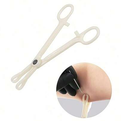 1pc Disposable Sterilized Piercing Clamp Tool With Plastic Forceps, Triangle Positioning Clamp For Body Piercings, Sealed In Independent Packing Bag With Round Mouth Jaw Clamp And Needle Tube Clamp, Suitable For Tattooing And Piercing