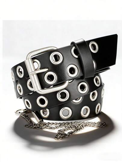 1pc Punk Style Rivet Chain Belt, Fashionable Streetwear Accessory For Music Festival And Casual Outfits