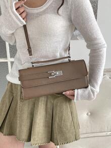 Fashionable Clasp Small Square Bag, New Handbag, Mini Mila Bag, High-End Niche Handbag & Shoulder Bag - Brown - View 5
