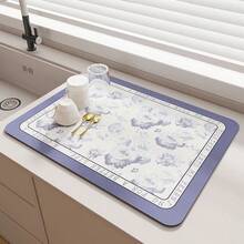 1 pieza Almohadilla para café, adecuada para encimera de cocina, barra de café, cafetera, máquina de espresso, se puede usar como tapete de secado de platos. Tapete de secado de platos con diseño de café, accesorio de cocina. - Negro - Ver 4