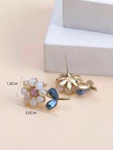 1 Pair Elegant Chic Delicate Glass Flower, Sunflower Stud Earrings, Suitable For Daily Wear And Vacation - Nhiều màu - Xem 3