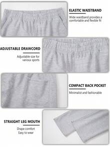 Men's Solid Color Plain Sweatpants Casual Athletic Elastic Waist Drawstring Trousers For Gym Running Travel Spring Summer Fall - Màu Xám nhạt - Xem 5