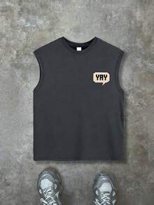 Boys' Pixel Game Character Loose Fit Sleeveless Tank Top, Casual Summer School/Street Style - Dark Grey - View 2