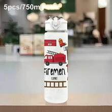 1個/5個 750ml 卡通消防員圖案翻蓋水瓶 - 可愛運動水瓶,附可愛消防員與消防車設計,適合男孩、消防愛好者及禮物。適用於果汁、咖啡或茶。 - 紅色-消防員 - 查看 9