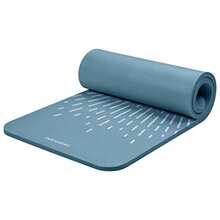 Retrospec Solana - Esterilla de yoga 254 cm y 1 27 cm de grosor con correa de nailon para hombres y mujeres antideslizante para yoga - Niebla azul - Ver 1