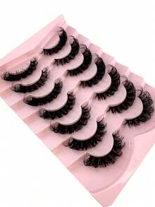 7 Cặp/Gói Mi giả DD Curled Russian, dày và cong, mềm mại, mi giả 3D tổng hợp giả lông chồn cho hiệu ứng trang điểm mắt mèo, dải mi giả 8D mỏng và dày giúp nâng và kéo dài mắt. - màu đen - Xem 6