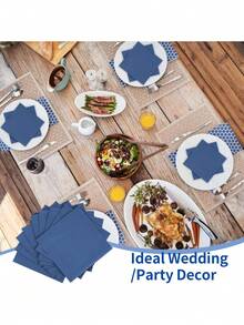 20/60/100 Pcs Cocktail Napkins Disposable, 2-Ply 5" X 5" Party Napkins, Square Beverage Dinner Napkin For Wedding Birthday Party Anniversary Reception Bar Event - Navy Blue - View 6