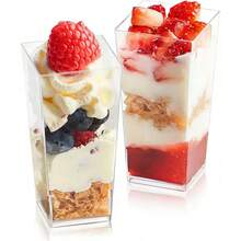 [Số lượng] Chiếc/Bộ Ly kem, mousse, pudding hình chữ nhật trong suốt, thích hợp cho quán cà phê, quầy ăn nhẹ, tiệc buffet, gia đình, nhà bếp, tiệc nướng, có thể đựng pudding, bánh phô mai, mousse, thạch, v.v. - trong suốt - Xem 3