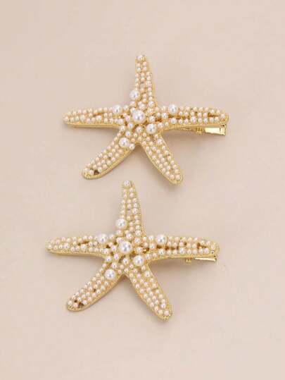 2/1pc Ocean Series Women's Hair Accessory, Including Starfish Hairpin And Faux Pearl Starfish Hair Clip Boho,Y2k Claw Clips Hair Claws Hair Barrettes, School Stuff, Pearl Hair Accessories, Head Accessories