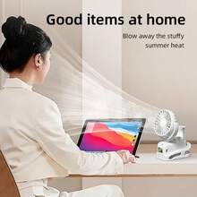 OBOVAY Rechargeable Portable Clip-On Fan, 360° Rotation Wireless Desktop Mini Misting Humidifier Fan - Multiple Styles - View 8