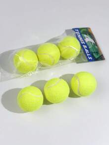 3pcs/Pack High Elastic Practice & Entertainment Tennis Balls, Chew Resistant Pet Training Balls With Sound, Suitable For Beginner Tennis Practice, Outdoor Sports, Made Of Fiber, Rubber Material With High Elasticity - Multicolor - View 5