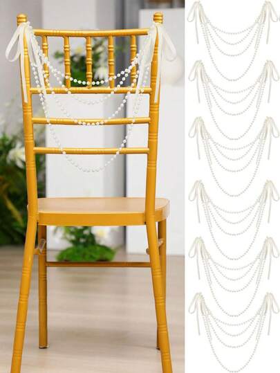 Trang trí ghế bằng nơ ngọc trai, vòng hoa nơ ruy băng satin đính ngọc trai, dải ruy băng trang trí ghế lối đi cho lễ cưới, tiệc tùng, phù hợp cho cả những đám cưới trang trọng lẫn những bữa tiệc thân mật.
