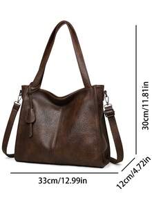 Genuine Soft Leather Tote Bag, Women's Shoulder Crossbody Bag, Large Capacity Handbag - Brown - View 5