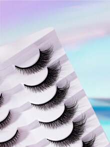 7 Pairs 3D Fluffy Mink Eyelashes, 12mm Length - Black - View 5