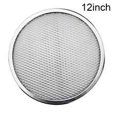 1 pieza Bandeja para hornear pizza de 8/10/12 pulgadas, Bandeja de malla sin costuras/antiadherente de grado comercial de aluminio para hornear pizza, Utensilios de cocina, Apta para horno, parrilla - Plateado - Ver 8