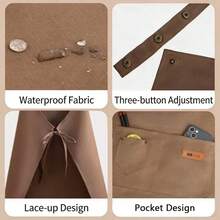 1 chiếc tạp dề nhà bếp chống thấm nước và dầu mỡ, chất liệu polyester, thích hợp sử dụng tại nhà, nhà hàng, làm thủ công, làm vườn, nướng BBQ, trường học, quán cà phê, unisex, món quà Giáng sinh tuyệt vời. - Màu cà ri - Xem 3