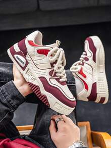 GAISIMA 新款男士百搭小众原创休闲运动鞋，厚底防滑运动鞋，随机涂鸦图案 - 紅色 - 查看 2