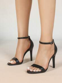 女士时尚新款舒适高跟亮片罗马凉鞋，适合晚宴派对 - 黑色 - 查看 4