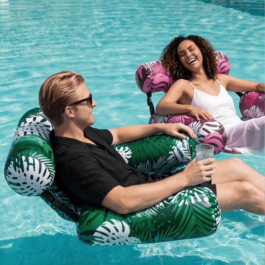 1/2pcs Inflatable Thickened Swimming Pool Float Bed, Unisex Inflatable Lounger And Pool Float, Made Of PVC+Oxford Cloth, Suitable For Swimming Pool, Lake, Beach And Backyard Party, Outdoor Water Fun, Summer Water Entertainment, Float Bed, Pool Inflatable, Beach Essentials, Pool Float