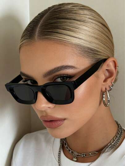 一副男女通用的矩形时尚休闲眼镜，Y2K风格眼镜，奢侈品牌设计师款。适合海滩、驾驶、钓鱼、旅行、户外运动、露营、徒步旅行、复古旅行，防眩光。