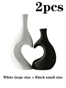 1/2 Stück Herzförmige Vase, nordischer Stil dekorative Vase, schwarz & weiß minimalistisches Design, stoßfeste Plastik Blumenvase, moderne Heimdekoration, geeignet für Wohnzimmer, Schlafzimmer, Büro, Trockenblumen, Kunstblumen, Dekoration, Hochzeit, Einweihungsparty, Geburtstag, Weihnachtsgeschenk - Einheitsgröße - Übersicht 17