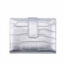 Korean Style Crocodile Embossed Short Wallet, Multifunctional Card Holder, Minimalist Niche Foldable Large Capacity Wallet For Women Money Wallet Mini Wallet Purse Wallet Small Wallet Cute Wallet Travel Essential Summer Small Wallet - Multicolor - View 15