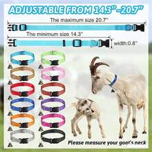 1 chiếc vòng cổ nylon điều chỉnh được kèm chuông cho dê, bộ vòng cổ đồng cho bò/ngựa/cừu dùng để chăn thả, vòng cổ chống lạc cho thú cưng. - Nhiều màu - Xem 5
