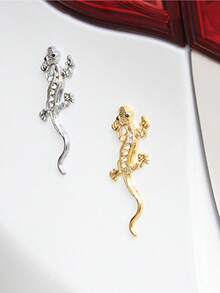 Hình dán tường 3D hình thằn lằn trang trí ngoại thất xe hơi, màu bạc. - A - Xem 2