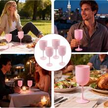 Ly rượu vang chân đế bằng nhựa 16oz, không vỡ/chống vỡ, có thể tái sử dụng, an toàn thực phẩm, dùng được trong máy rửa chén, thích hợp cho sinh nhật và tiệc tùng (Hồng, Đen, Trắng) - Xem 7