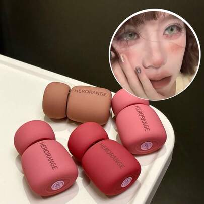 HERORANGE Barro de labios de color de niebla sedosa, acabado mate aterciopelado, tono iluminador, taza antiadherente, maquillaje de labios diario